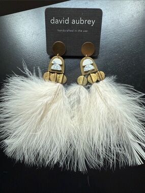 David Aubrey Feather Earrings with Gold Accents
